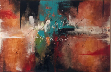 Painting titled "INCENDIE" by Laure Bonomi, Original Artwork, Acrylic Mounted on Wood Stretcher frame