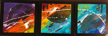 Painting titled "RAYONS" by Laure Bonomi, Original Artwork, Acrylic Mounted on Wood Stretcher frame
