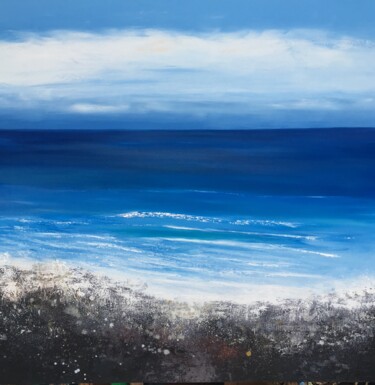 Painting titled "Ocean Blue" by Laure Bury, Original Artwork, Oil