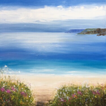 Painting titled "Cornish Sands" by Laure Bury, Original Artwork, Oil