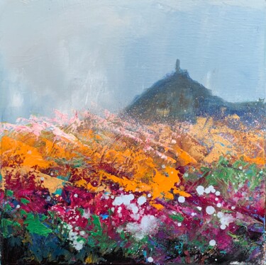 Wild Flowers At Brentor Church II Картина под названием "Wild Flowers At Bre…" - Laure Bury, Подлинное произведение искусства, Масло Установлен на Подрамник