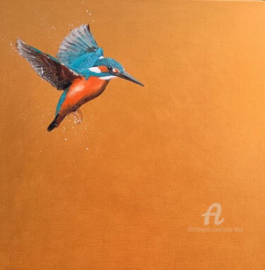 Painting titled "Flight of the King…" by Laure Bury, Original Artwork, Oil Mounted on Wood Stretcher frame