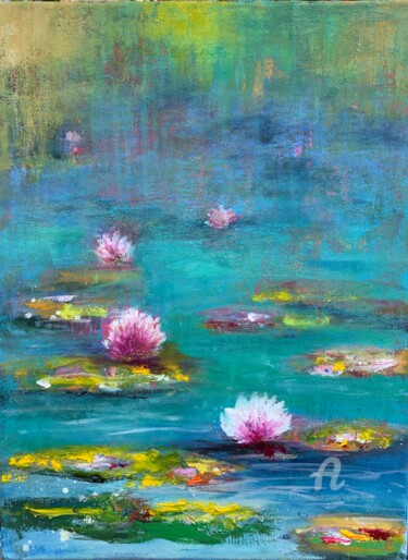 Painting titled "Light On The Lily P…" by Laure Bury, Original Artwork, Oil