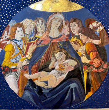 Painting titled "Vierge étoilée" by Laure Dupuy, Original Artwork, Pigments Mounted on Cardboard