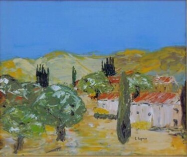 Painting titled "Village Provençal" by Laure Leprince, Original Artwork