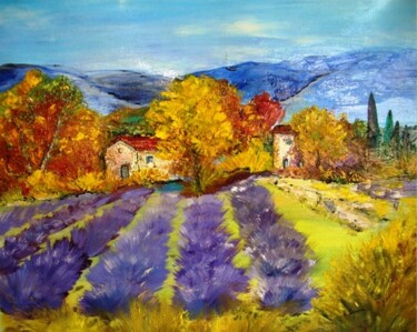 Painting titled "TABLEAU PROVENCE PE…" by Laure Leprince, Original Artwork, Oil