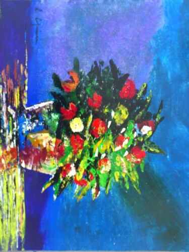 Malerei mit dem Titel "Bouquet de fleurs" von Laure Leprince, Original-Kunstwerk, Öl