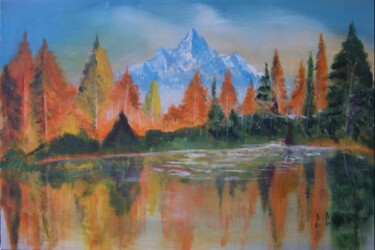 Painting titled "Lac de montagne" by Laure Leprince, Original Artwork