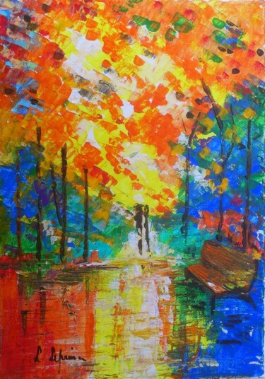 Painting titled "Les promeneurs" by Laure Leprince, Original Artwork