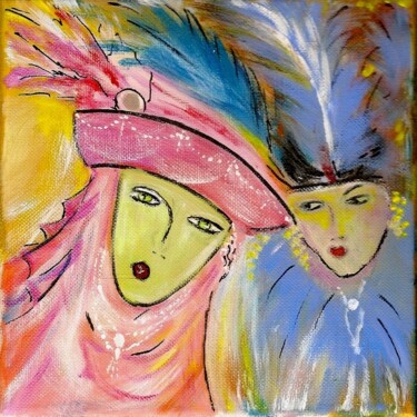 Painting titled "masques venitiens" by Laure Leprince, Original Artwork