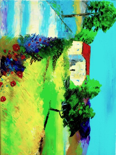 Peinture intitulée "L'allée au mas" par Laure Leprince, Œuvre d'art originale, Huile