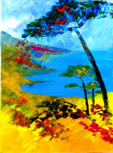 Peinture intitulée "pins au Canadel" par Laure Leprince, Œuvre d'art originale, Huile