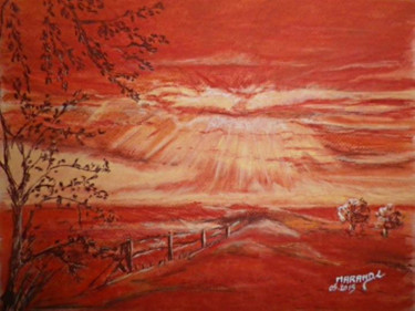 Peinture intitulée "Levé de soleil à Sa…" par Gribouillages Laure Marand, Œuvre d'art originale, Pastel