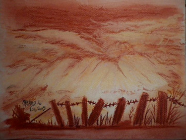 Painting titled "Orage creusois" by Gribouillages Laure Marand, Original Artwork, Pastel