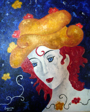 Peinture intitulée "Visage rêveur" par Laure, Œuvre d'art originale, Huile