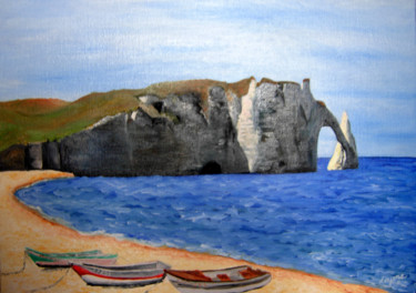 Peinture intitulée "les falaises d'Etre…" par Laure, Œuvre d'art originale, Huile