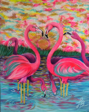 Painting titled "Bird of heart" by Laure Bollinger, Original Artwork, Acrylic