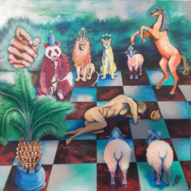 Painting titled "Checkmate" by Laure Bollinger, Original Artwork, Acrylic