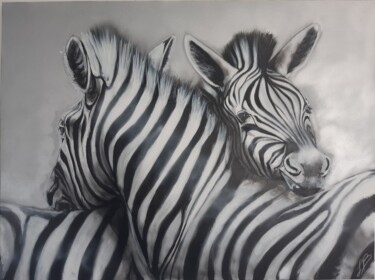 Painting titled "Zebra" by Laure Bollinger, Original Artwork, Acrylic