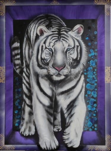 Peinture intitulée "Le Tigre d'eau" par Laure Bollinger, Œuvre d'art originale, Acrylique