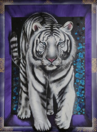 Painting titled "Le Tigre d'eau" by Laure Bollinger, Original Artwork, Acrylic