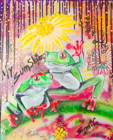 Картина под названием "Sunshine" - Laure Bollinger, Подлинное произведение искусства, Акрил Установлен на Деревянная рама дл…