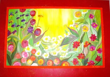 Painting titled "fleurs" by Laure Gibert, Original Artwork