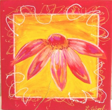 Painting titled "marguerite rouge" by Laure Gibert, Original Artwork