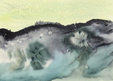 Peinture intitulée "Sous un ciel vert" par Laurette Follot, Œuvre d'art originale, Aquarelle