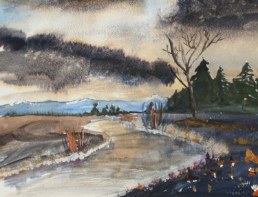 Peinture intitulée "Automnes Hivers" par Laurette Follot, Œuvre d'art originale, Aquarelle