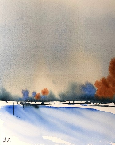 Peinture intitulée "Square en hiver" par Laurette Follot, Œuvre d'art originale, Aquarelle