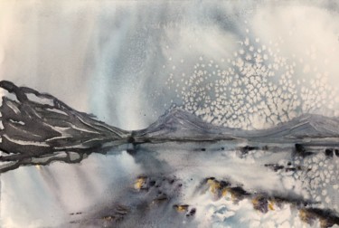 Painting titled "Fjord" by Laurette Follot, Original Artwork, Watercolor