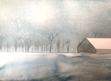 Painting titled "Noël" by Laurette Follot, Original Artwork, Watercolor