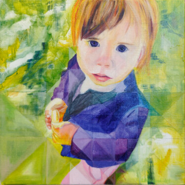 Painting titled "Esther" by Laurence Allemand, Original Artwork, Oil Mounted on Wood Stretcher frame