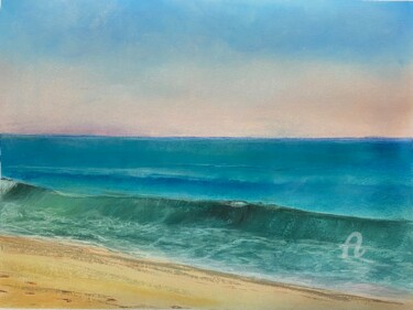 Drawing titled "La vague" by Laurence Allemand, Original Artwork, Pastel