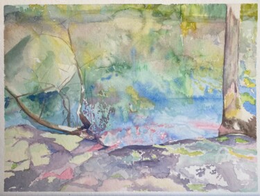 Painting titled "La mare aux Evées 2" by Laurence Allemand, Original Artwork, Watercolor Mounted on Other rigid panel