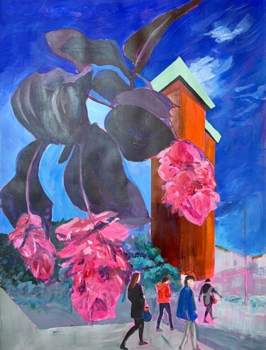 Malerei mit dem Titel "Medinilla magnifica" von Laurence Allemand, Original-Kunstwerk, Acryl