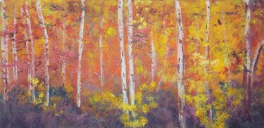 Картина под названием "Forêt automnale hor…" - Laurence Ansiaux, Подлинное произведение искусства, Акрил Установлен на Дерев…
