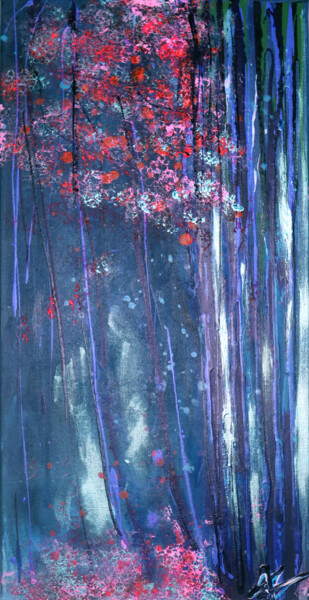 Painting titled "La forêt imaginaire…" by Laurence Ansiaux, Original Artwork, Acrylic Mounted on Wood Stretcher frame