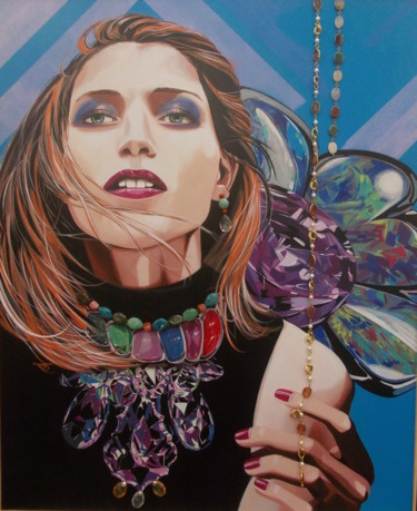 Painting titled "FASHION perles coco" by Laurence Delmotte-Berreby, Original Artwork, Acrylic