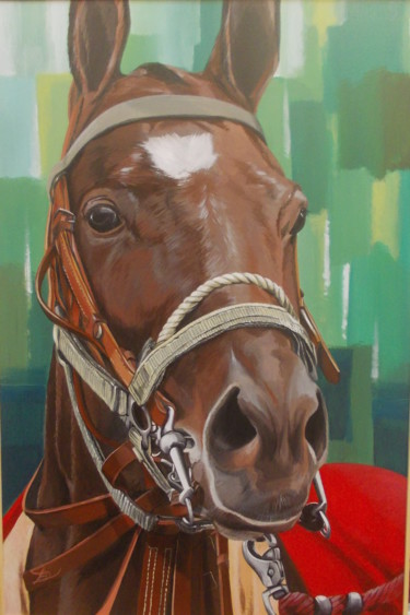 Painting titled "CHEVAL POLO" by Laurence Delmotte-Berreby, Original Artwork, Acrylic