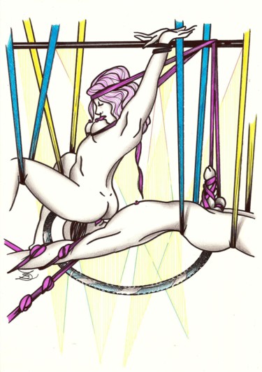 Dessin intitulée "acrobates.jpg" par Laurence Delmotte-Berreby, Œuvre d'art originale, Marqueur