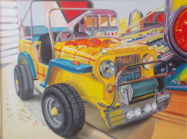 Painting titled "JEEP MANEGE" by Laurence Delmotte-Berreby, Original Artwork, Acrylic