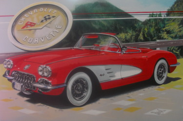 Painting titled "CORVETTE" by Laurence Delmotte-Berreby, Original Artwork, Acrylic