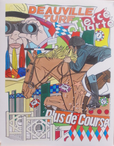 Drawing titled "DEAUVILLE TURF" by Laurence Delmotte-Berreby, Original Artwork, Acrylic