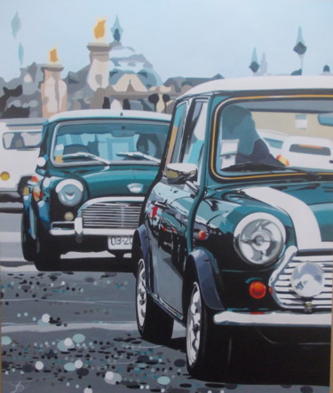 Painting titled "MINIS in PARIS" by Laurence Delmotte-Berreby, Original Artwork, Acrylic