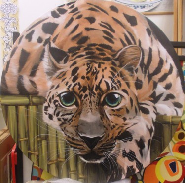Painting titled "LEOPARD" by Laurence Delmotte-Berreby, Original Artwork, Acrylic