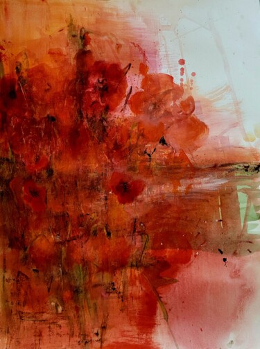 Peinture intitulée "Rouge passion" par Laurence Carbonnel, Œuvre d'art originale, Aquarelle