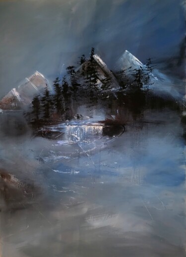 Картина под названием "La vallée bleu" - Laurence Carbonnel, Подлинное произведение искусства, Акрил