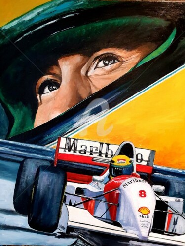 Malerei mit dem Titel "Ayrton Senna" von Laurence Clerembaux, Original-Kunstwerk, Acryl